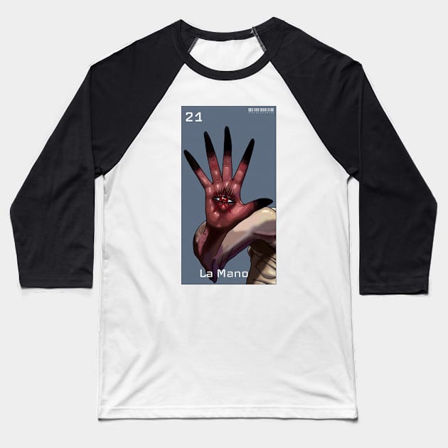 Pale Man Hand La Mano Baseball T-Shirt by Zenpaistudios